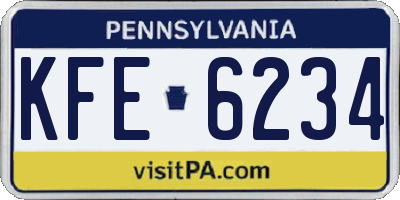 PA license plate KFE6234