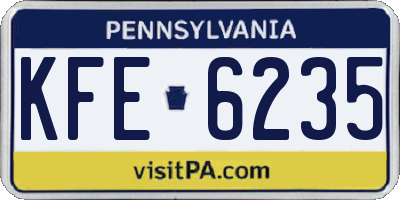PA license plate KFE6235
