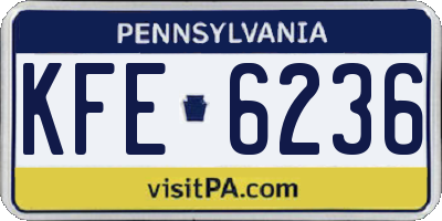 PA license plate KFE6236