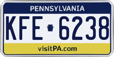 PA license plate KFE6238