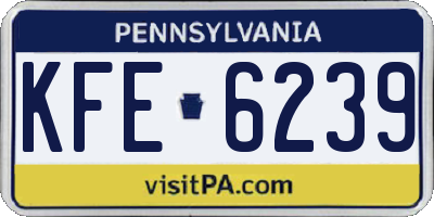 PA license plate KFE6239