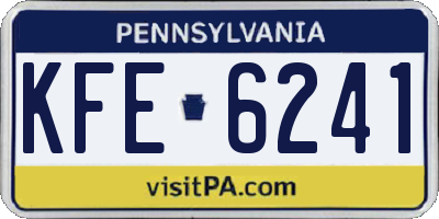 PA license plate KFE6241