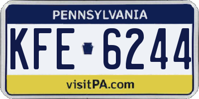 PA license plate KFE6244