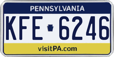 PA license plate KFE6246