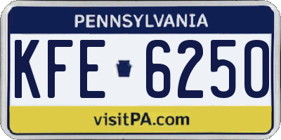 PA license plate KFE6250