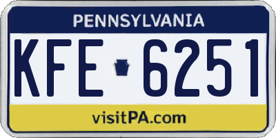 PA license plate KFE6251
