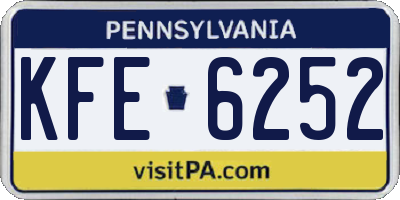 PA license plate KFE6252