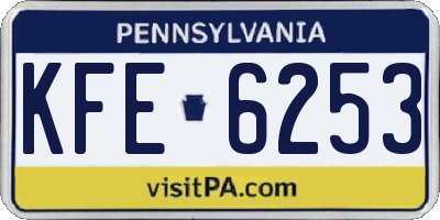 PA license plate KFE6253