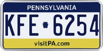 PA license plate KFE6254
