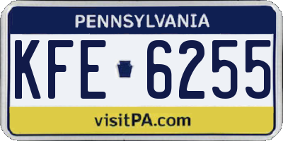 PA license plate KFE6255
