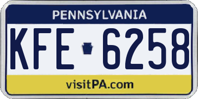 PA license plate KFE6258