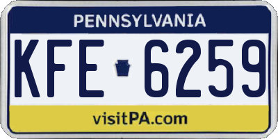 PA license plate KFE6259