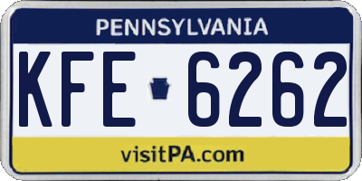 PA license plate KFE6262