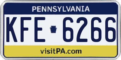 PA license plate KFE6266