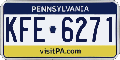 PA license plate KFE6271