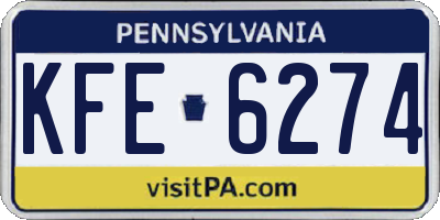 PA license plate KFE6274