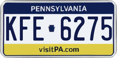 PA license plate KFE6275