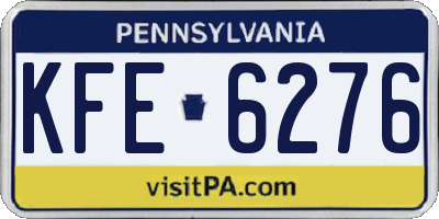 PA license plate KFE6276