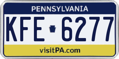 PA license plate KFE6277