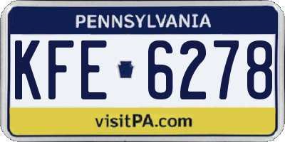 PA license plate KFE6278