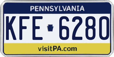 PA license plate KFE6280