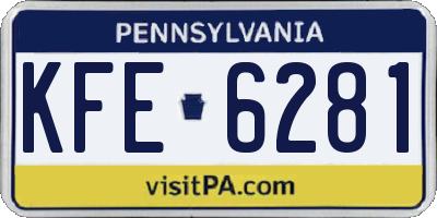 PA license plate KFE6281