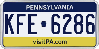 PA license plate KFE6286