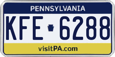PA license plate KFE6288