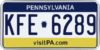 PA license plate KFE6289