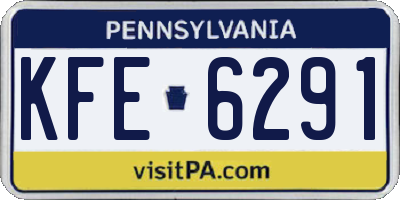 PA license plate KFE6291