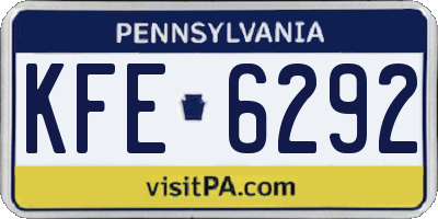 PA license plate KFE6292