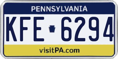 PA license plate KFE6294