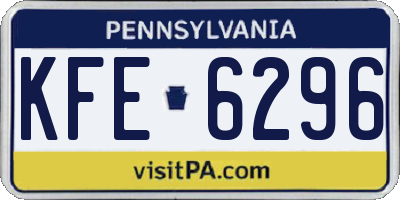 PA license plate KFE6296