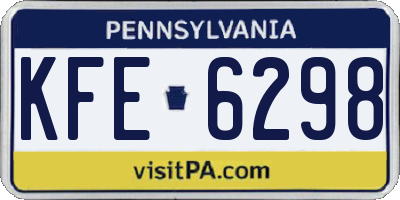 PA license plate KFE6298
