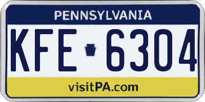 PA license plate KFE6304