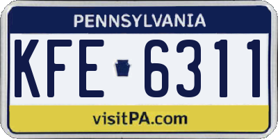 PA license plate KFE6311