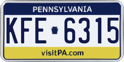 PA license plate KFE6315