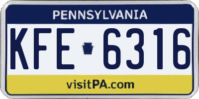 PA license plate KFE6316