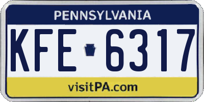 PA license plate KFE6317