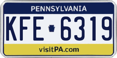 PA license plate KFE6319