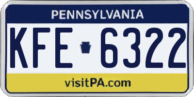 PA license plate KFE6322