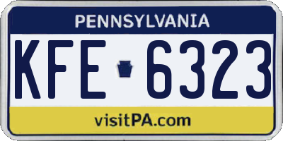 PA license plate KFE6323