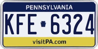 PA license plate KFE6324