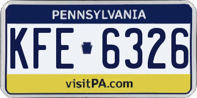 PA license plate KFE6326
