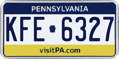 PA license plate KFE6327