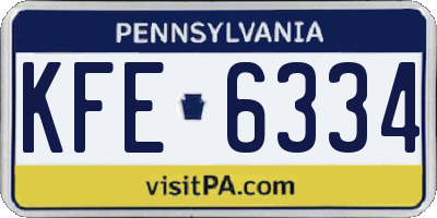 PA license plate KFE6334