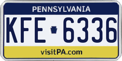 PA license plate KFE6336