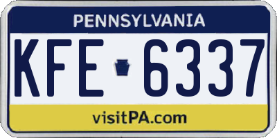 PA license plate KFE6337