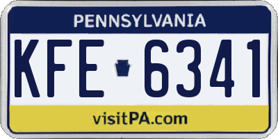 PA license plate KFE6341