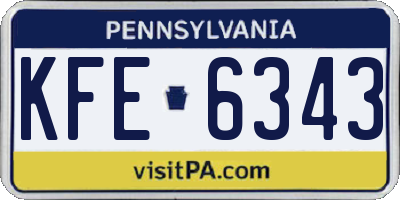 PA license plate KFE6343